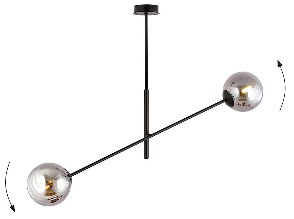 Lampa sufitowa Linear czarna z grafitowymi kloszami x2  - zdjęcie 5