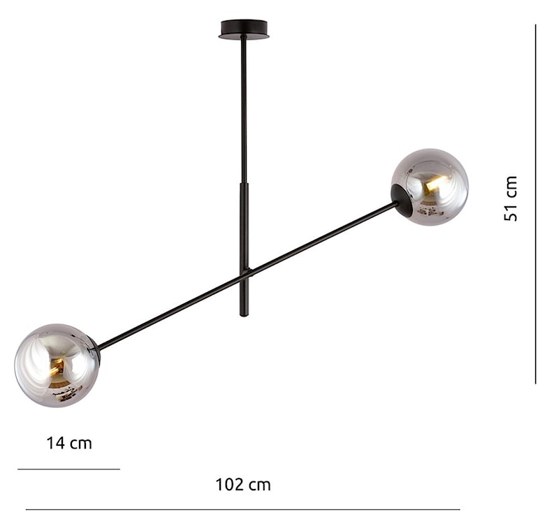 Lampa sufitowa Linear czarna z grafitowymi kloszami x2  - zdjęcie 6