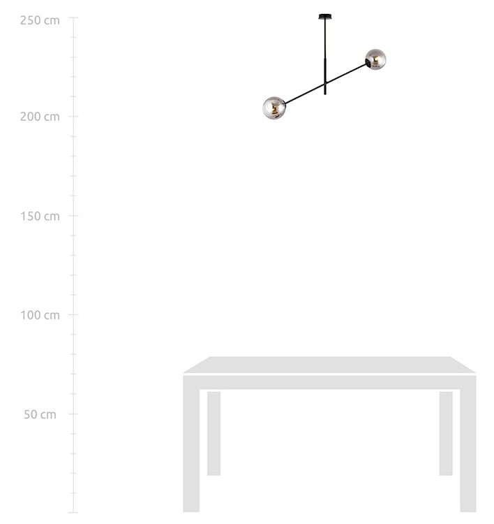 Lampa sufitowa Linear czarna z grafitowymi kloszami x2  - zdjęcie 7