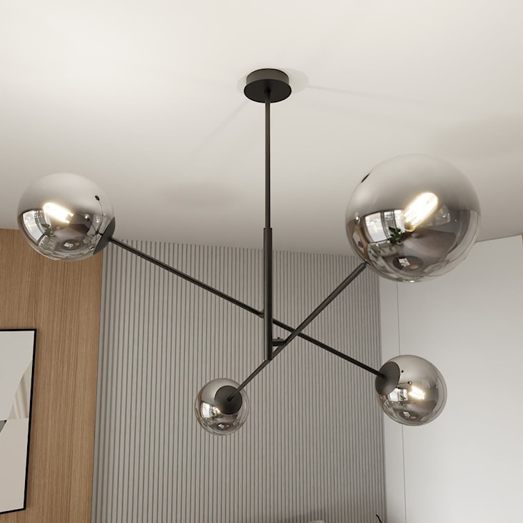 Lampa sufitowa Linear czarna z grafitowymi kloszami x4  - zdjęcie 2