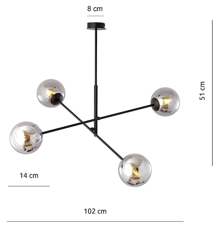 Lampa sufitowa Linear czarna z grafitowymi kloszami x4  - zdjęcie 9