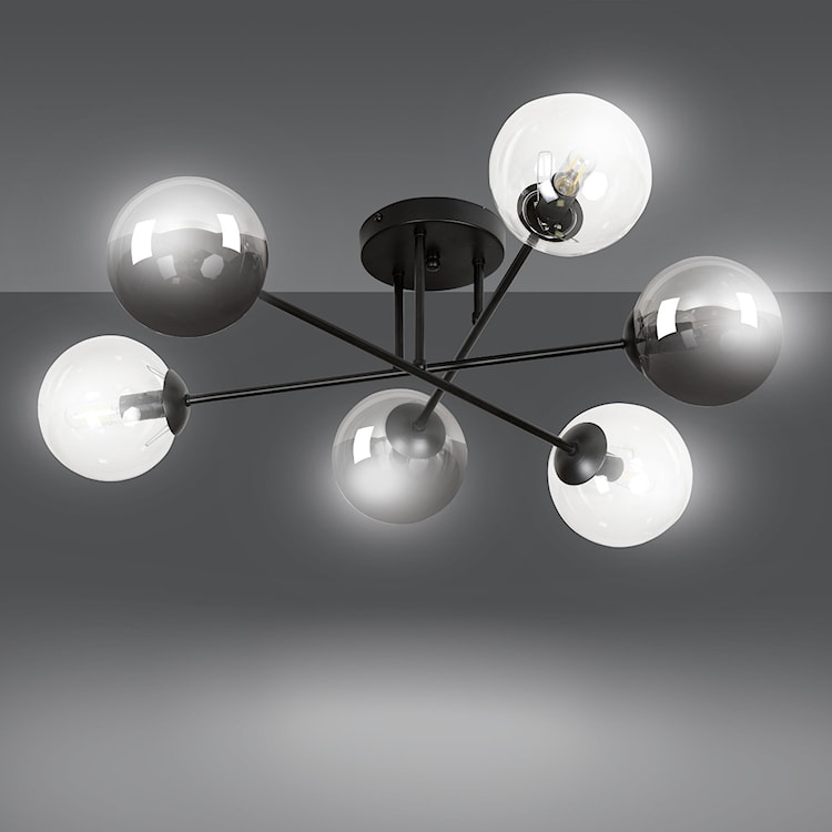 Lampa sufitowa Minturno czarno-transparentna x6  - zdjęcie 5