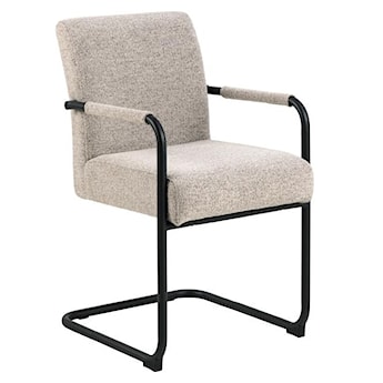 Krzesło tapicerowane Colbre beżowe na metalowej podstawie z podłokietnikami boulce