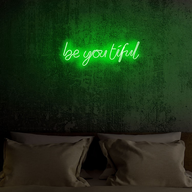 Neon na ścianę Letely z napisem BeYOUtiful zielony  - zdjęcie 5