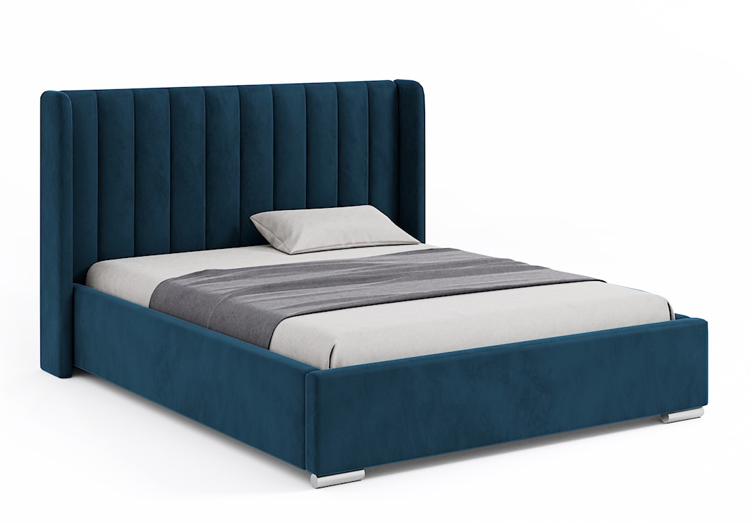 Łóżko tapicerowane 180x200 cm Estelio z pojemnikiem niebieskie welur 