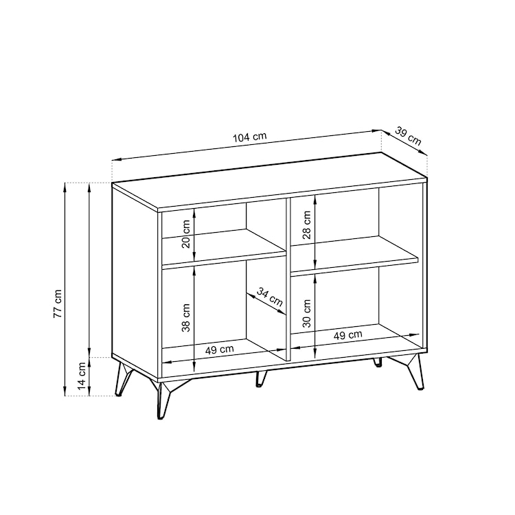 Komoda dwudrzwiowa Boulia 104 cm czarna/dąb Evoke jodełka  - zdjęcie 4