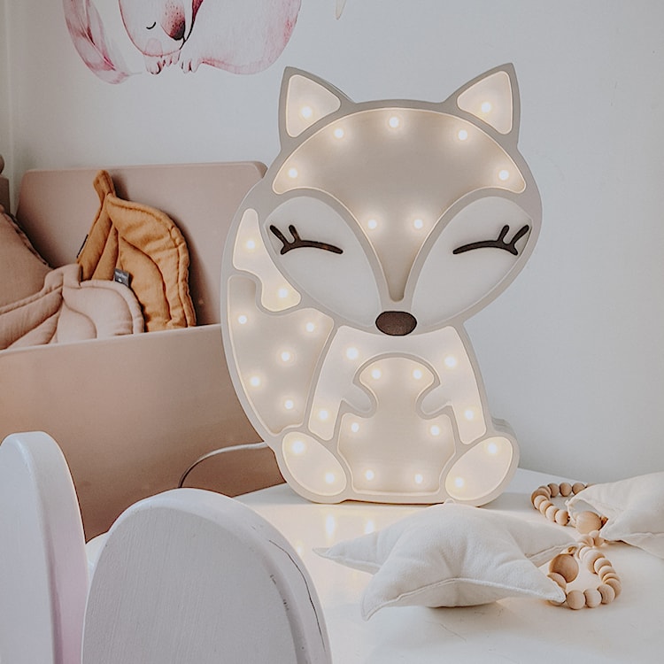 Lampa dziecięca Lisek szara ręcznie wykonana  - zdjęcie 8