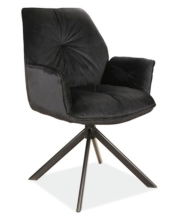 Krzesło tapicerowane Flasson z podłokietnikami czarny velvet 