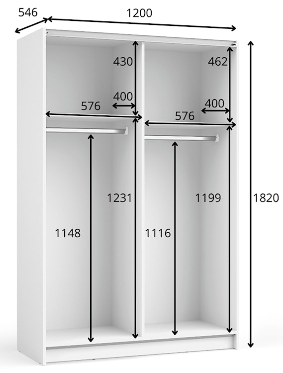 Szafa przesuwna Fiaso dwudrzwiowa z lustrem 120 cm czarna  - zdjęcie 5