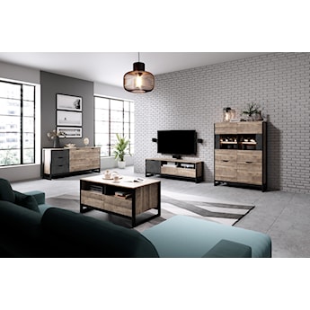 Witryna niska Varse 109 cm dąb sand grange / matera z oświetleniem 