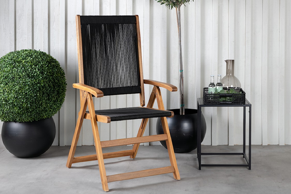 Krzesło ogrodowe Akaako drewno akacjowe brązowo-czarne  - zdjęcie 2