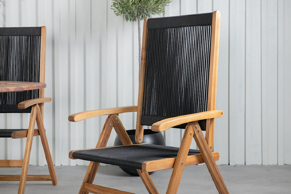 Krzesło ogrodowe Akaako drewno akacjowe brązowo-czarne  - zdjęcie 9