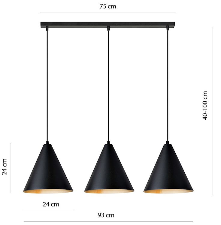 Lampa wisząca Rebel czarno-złota x3  - zdjęcie 8