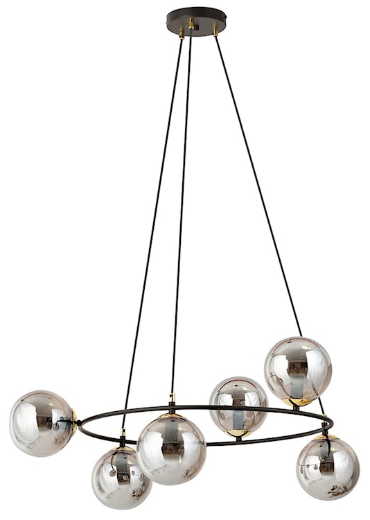 Lampa wisząca Azura czarna z grafitowymi kloszami x6