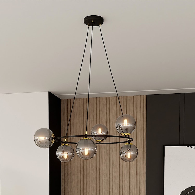 Lampa wisząca Azura czarna z grafitowymi kloszami x6  - zdjęcie 2