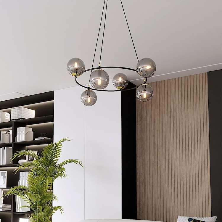 Lampa wisząca Azura czarna z grafitowymi kloszami x6  - zdjęcie 3