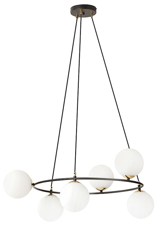 Lampa wisząca Azura czarna z białymi kloszami x6