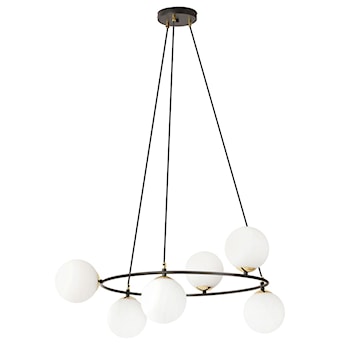 Lampa wisząca Azura czarna z białymi kloszami x6