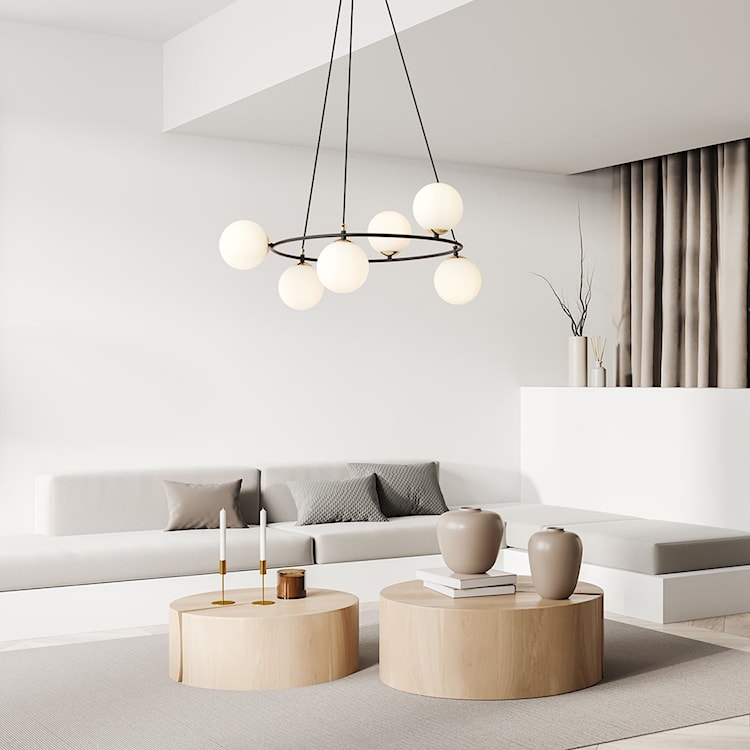Lampa wisząca Azura czarna z białymi kloszami x6  - zdjęcie 2