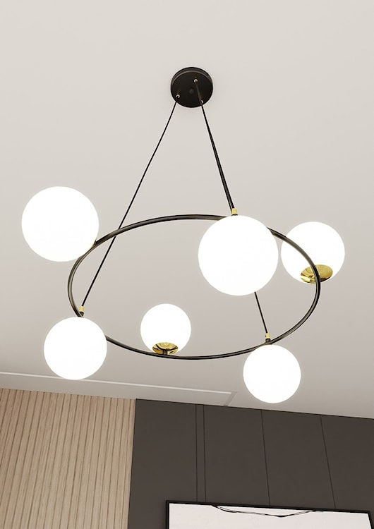 Lampa wisząca Azura czarna z białymi kloszami x6  - zdjęcie 4