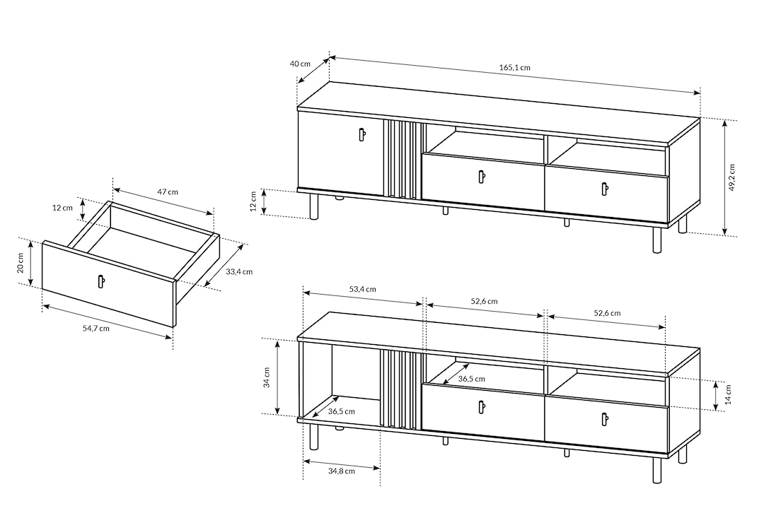 Szafka RTV Mellami 165 cm dąb artisan/antracyt lamele  - zdjęcie 3