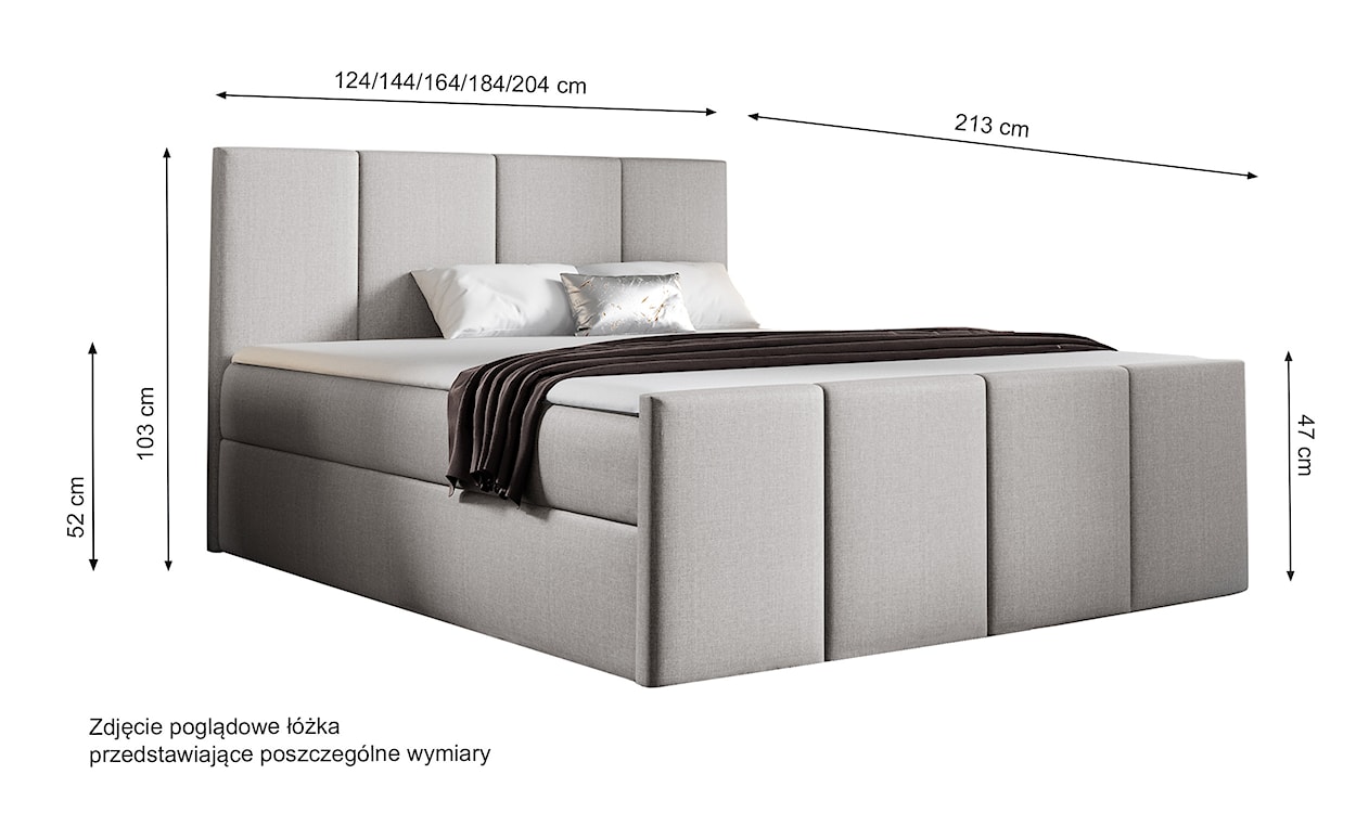 Łóżko kontynentalne Morrone 120x200 z dwoma pojemnikami, materacem i topperem beżowe  - zdjęcie 3