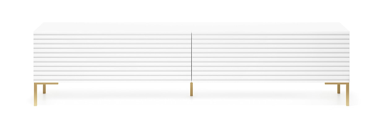 Szafka RTV Lammelo 175 cm biała ze złotymi nogami  - zdjęcie 4