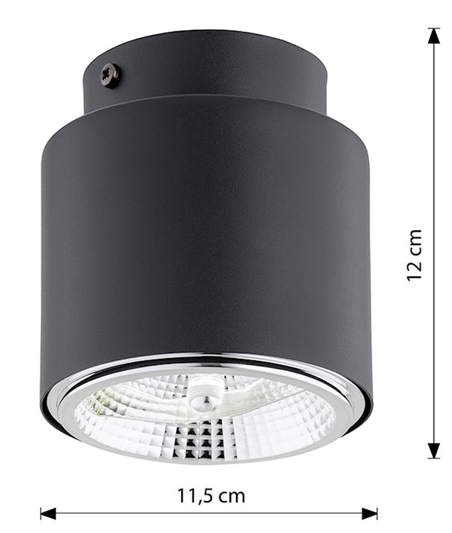 Plafon sufitowy Nano średnica 12 cm czarny  - zdjęcie 7