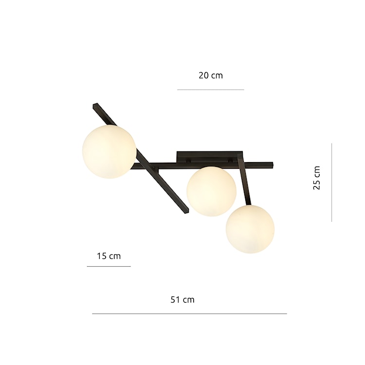 Lampa sufitowa Mohants x3 czarno-biała  - zdjęcie 6