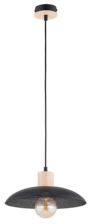 Lampa wisząca Kobe czarna z drewnianymi wstawkami x1