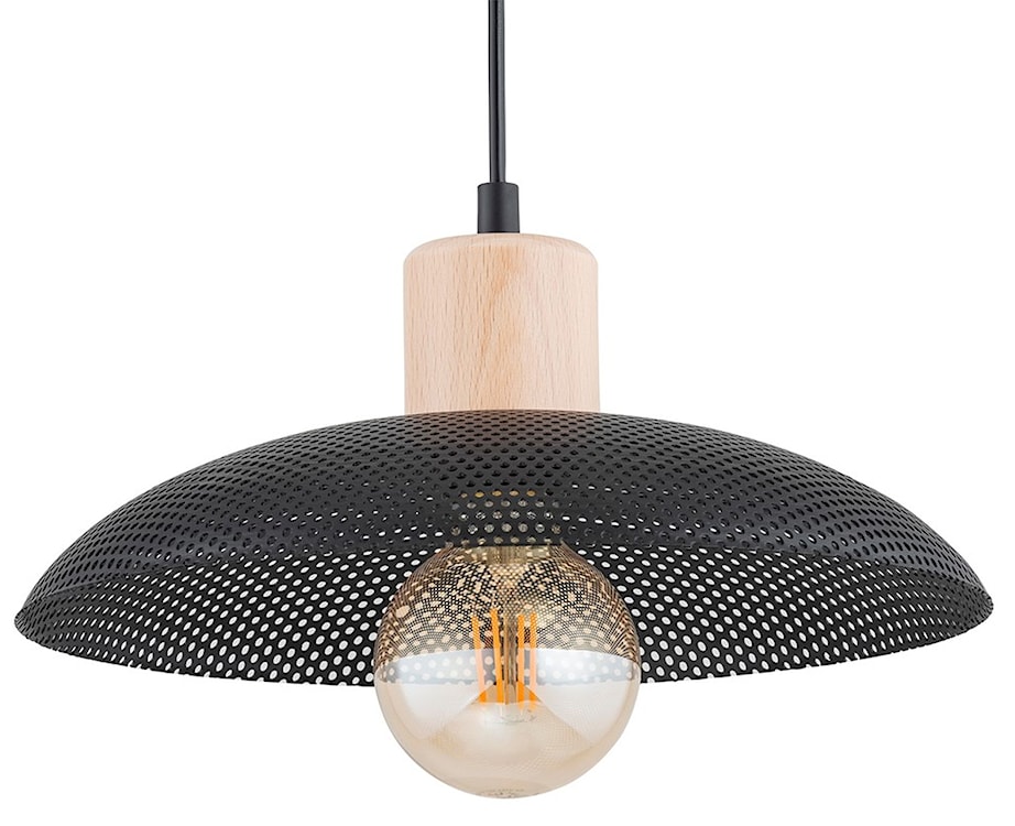 Lampa wisząca Kobe czarna z drewnianymi wstawkami x1  - zdjęcie 7