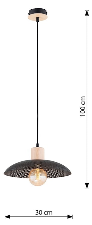 Lampa wisząca Kobe czarna z drewnianymi wstawkami x1  - zdjęcie 8
