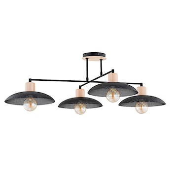 Lampa wisząca Kobe czarna z drewnianymi wstawkami x4