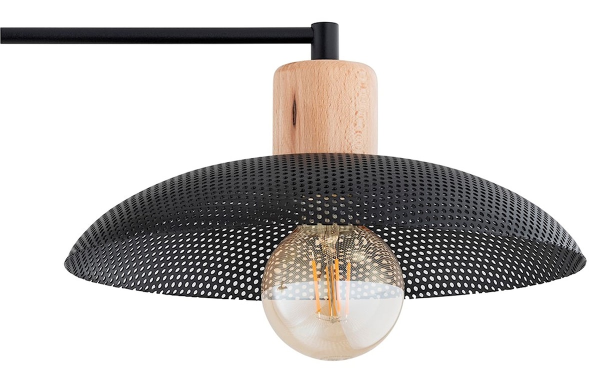 Lampa wisząca Kobe czarna z drewnianymi wstawkami x4  - zdjęcie 4