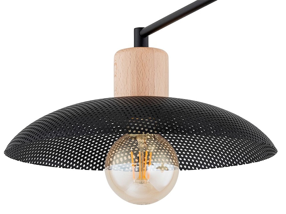 Lampa wisząca Kobe czarna z drewnianymi wstawkami x4  - zdjęcie 5
