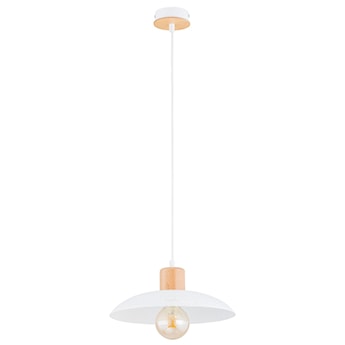 Lampa wisząca Kobe biała z drewnianymi wstawkami x1