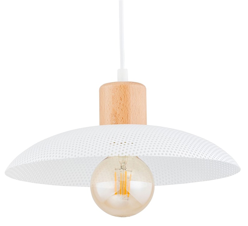 Lampa wisząca Kobe biała z drewnianymi wstawkami x1  - zdjęcie 7