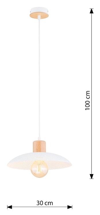 Lampa wisząca Kobe biała z drewnianymi wstawkami x1  - zdjęcie 8