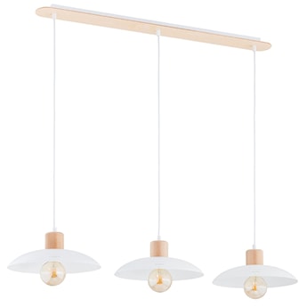 Lampa wisząca Kobe biała z drewnianymi wstawkami x4