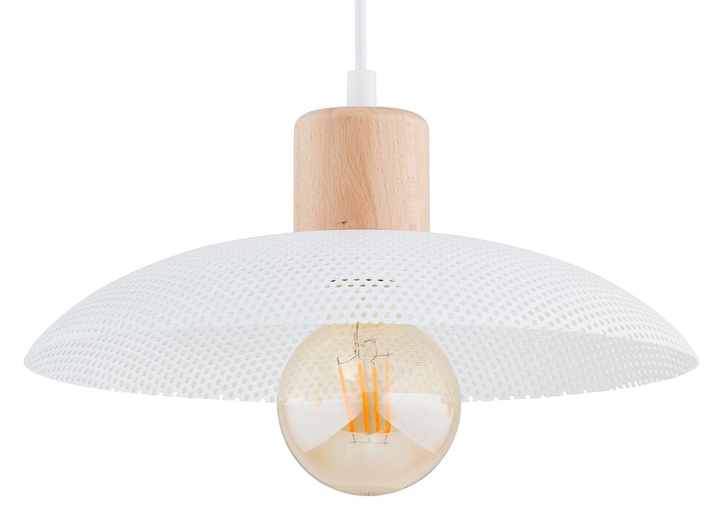 Lampa wisząca Kobe biała z drewnianymi wstawkami x4  - zdjęcie 7