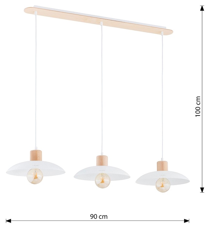 Lampa wisząca Kobe biała z drewnianymi wstawkami x4  - zdjęcie 8