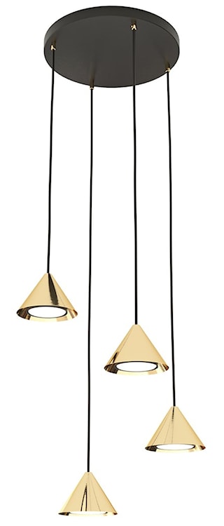 Lampa wisząca Elit Premium czarna/złota na okrągłej podsufitce x4 