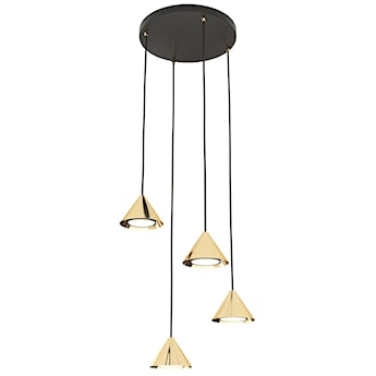 Lampa wisząca Elit Premium czarna/złota na okrągłej podsufitce x4