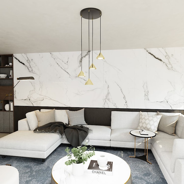Lampa wisząca Elit Premium czarna/złota na okrągłej podsufitce x4  - zdjęcie 2