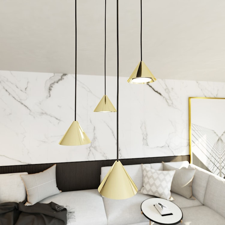 Lampa wisząca Elit Premium czarna/złota na okrągłej podsufitce x4  - zdjęcie 3