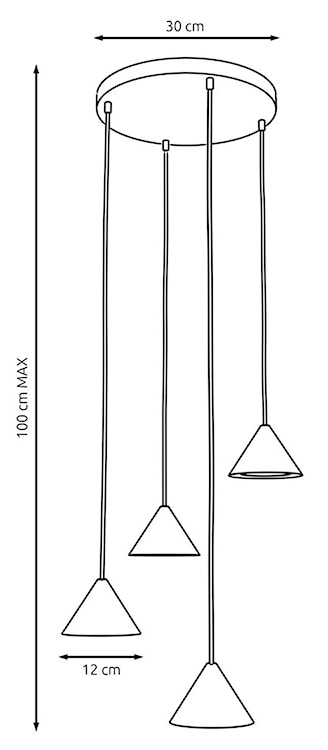 Lampa wisząca Elit Premium czarna/złota na okrągłej podsufitce x4  - zdjęcie 5