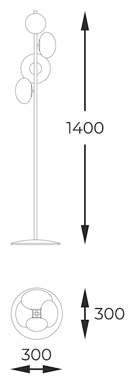 Lampa podłogowa Omi x4 złota z mlecznymi kloszami  - zdjęcie 4