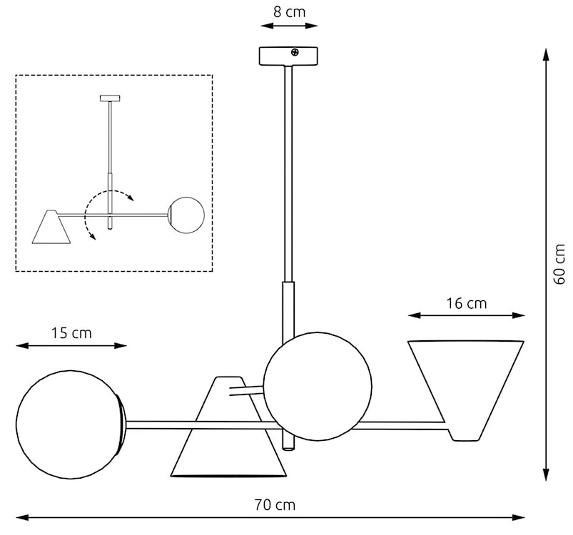 Lampa wisząca Hermesen czarna x4  - zdjęcie 8