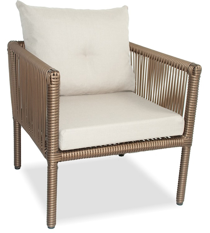 Zestaw mebli ogrodowych Blosset z sofą, dwoma forelami i wysokim stolikiem aluminium brązowy  - zdjęcie 3
