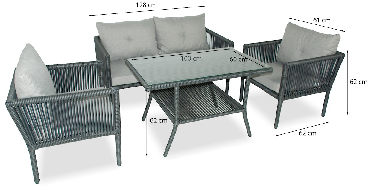 Zestaw mebli ogrodowych Blosset z sofą, dwoma forelami i wysokim stolikiem aluminium ciemnoniebieski  - zdjęcie 5